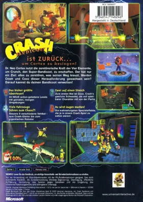 Crash Bandicoot The Wrath of Cortex (USA) box cover back